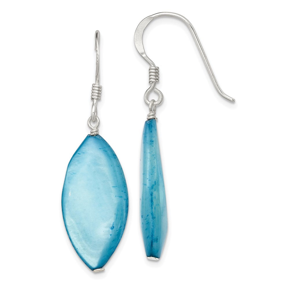 Sterling silver;Dyed;Mother of pearl;Shepherd hook;Blue