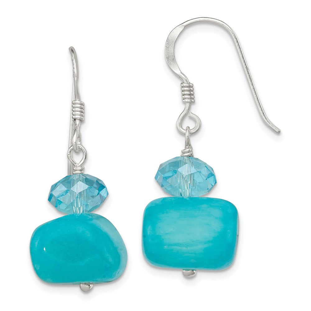 Sterling silver;Aquamarine;Jade;Crystal;Shepherd hook;Blue