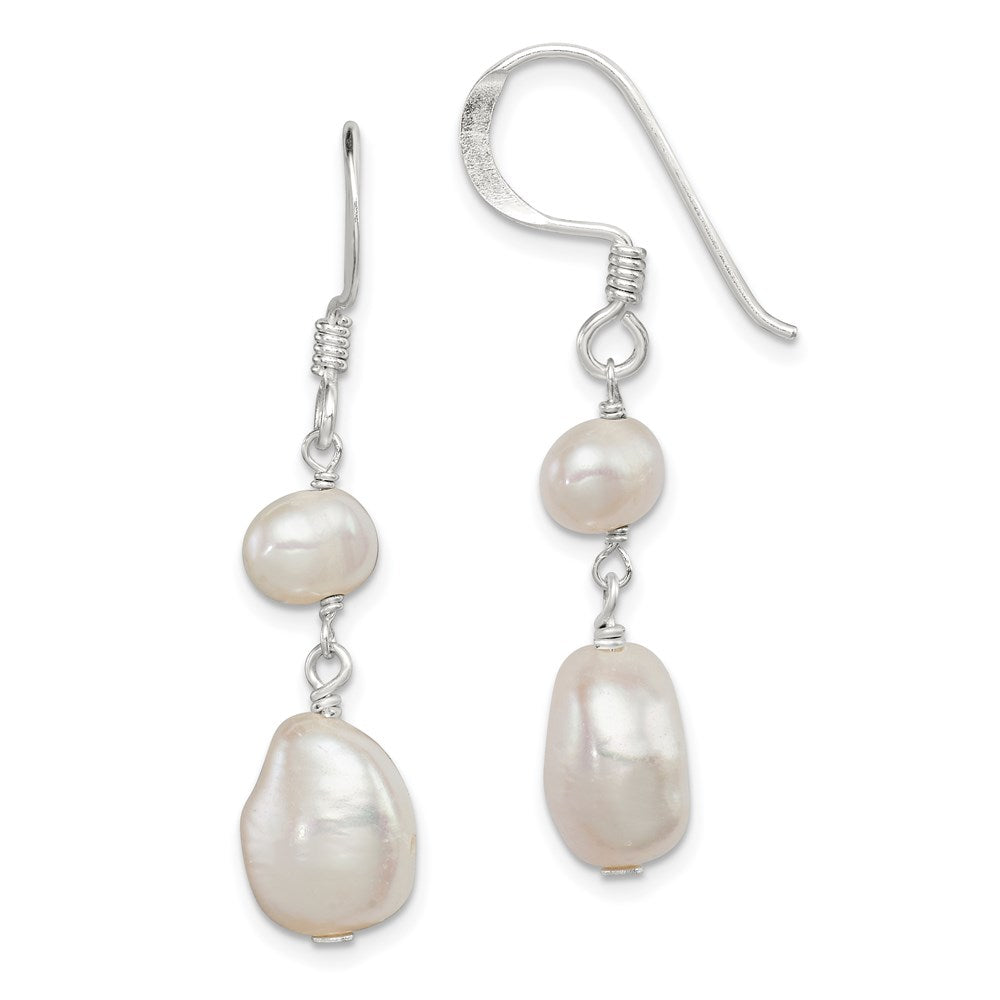 Polished;Sterling silver;Dyed;Freshwater cultured pearl;Shepherd hook;Dangle