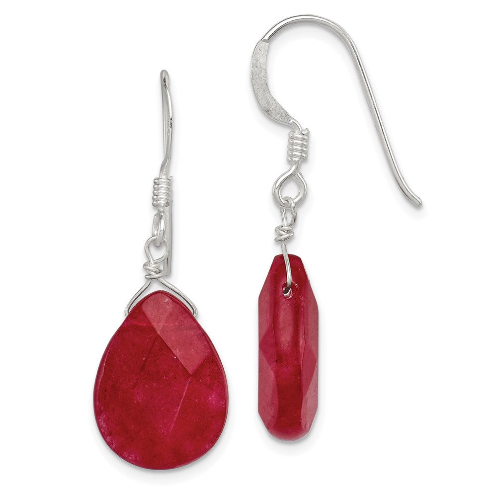 Sterling silver;Jade;Shepherd hook;Dangle;Red