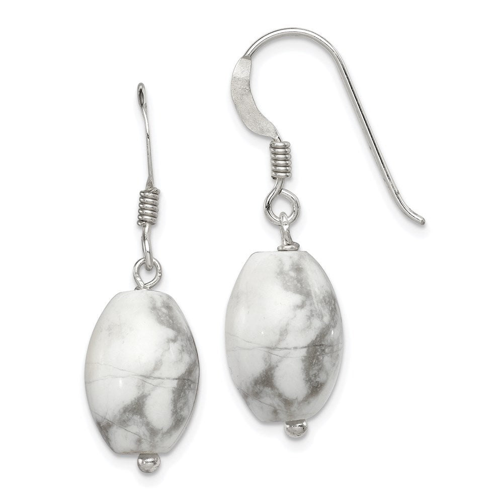 Genuine;Sterling silver;Shepherd hook;Dangle;Howlite