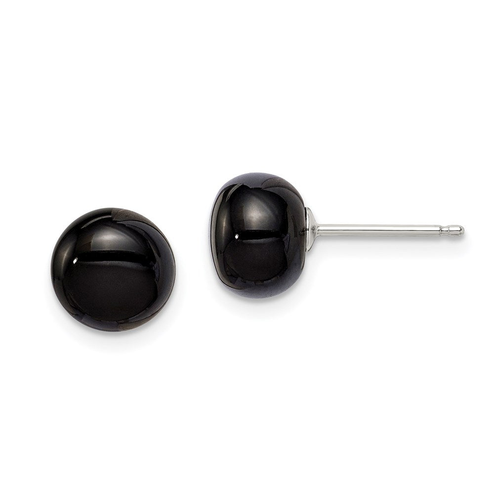 Post;Genuine;Sterling silver;Agate;Black