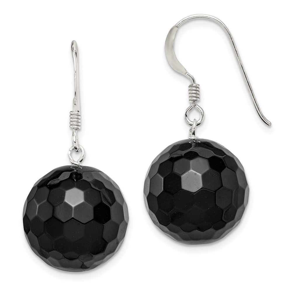 Genuine;Sterling silver;Onyx;Faceted;Shepherd hook