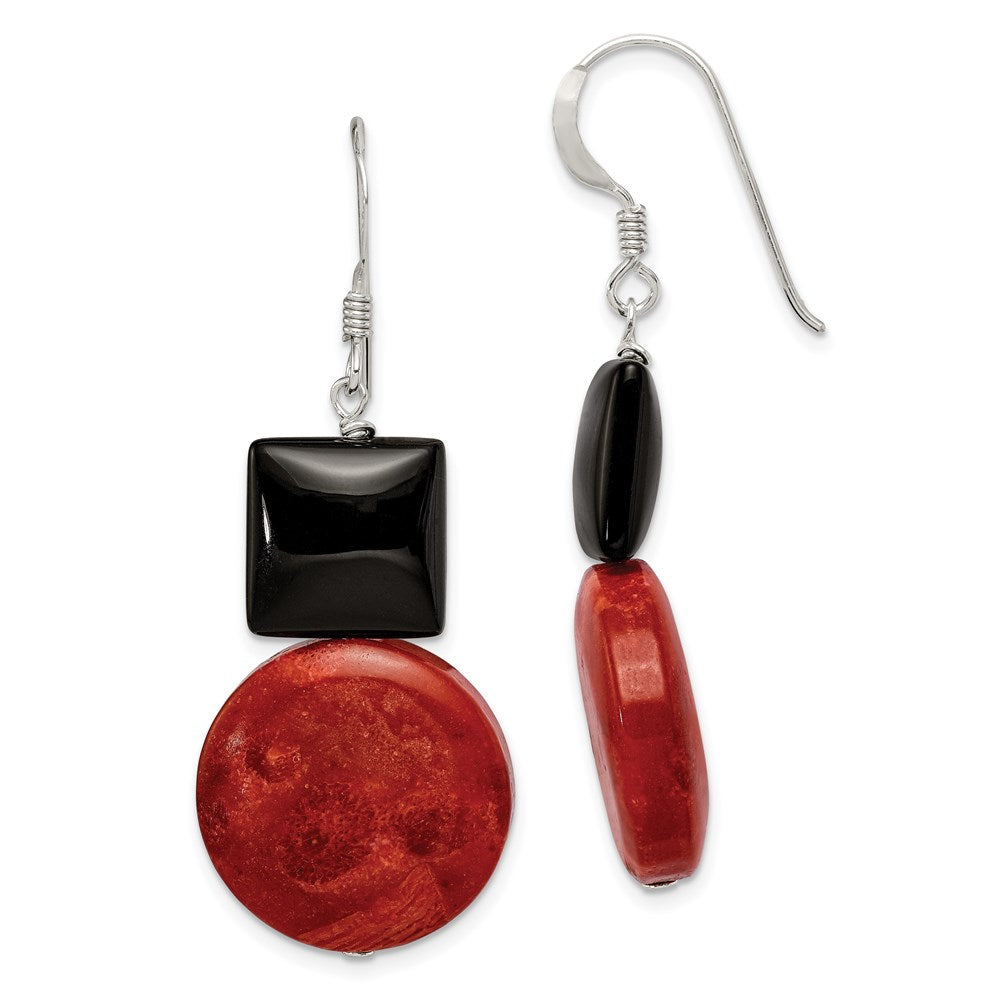 Genuine;Sterling silver;Dyed;Agate;Shepherd hook;Coral;Black;Red