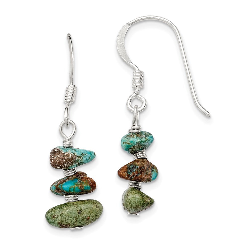 Genuine;Sterling silver;Turquoise;Shepherd hook;Dangle