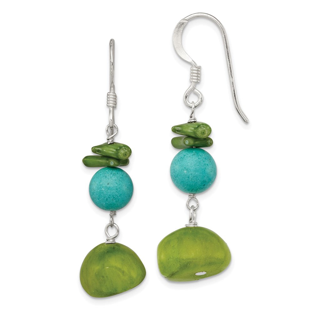Genuine;Sterling silver;Dyed;Jade;Shepherd hook;Coral;Dangle;Color range varies;Howlite