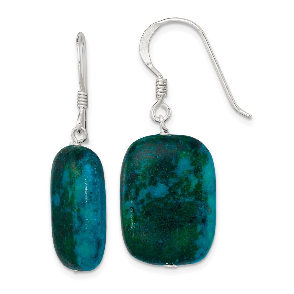 Genuine;Sterling silver;Shepherd hook;Dangle;Chrysocolla