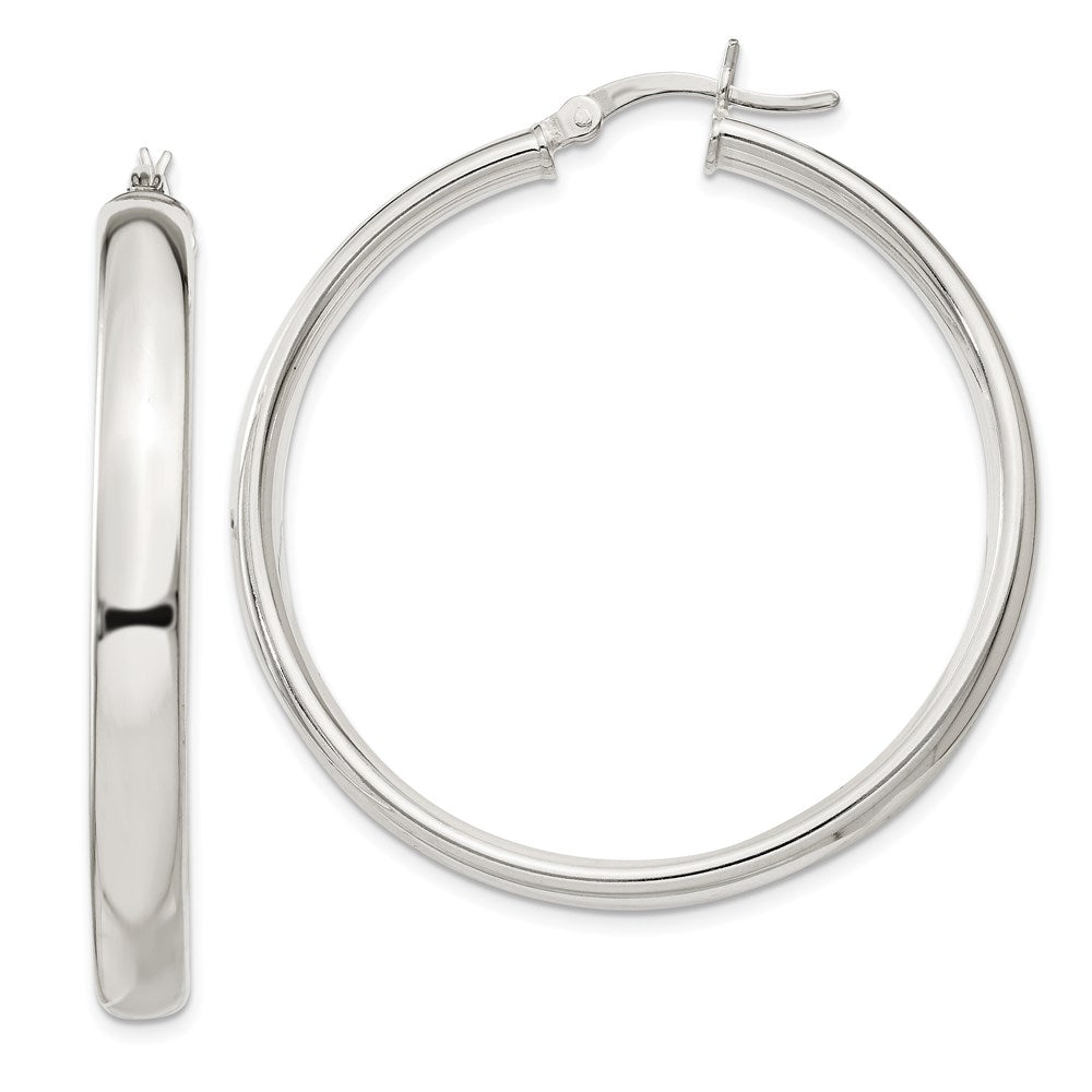 Polished;Hinged post;Sterling silver;Hidden catch