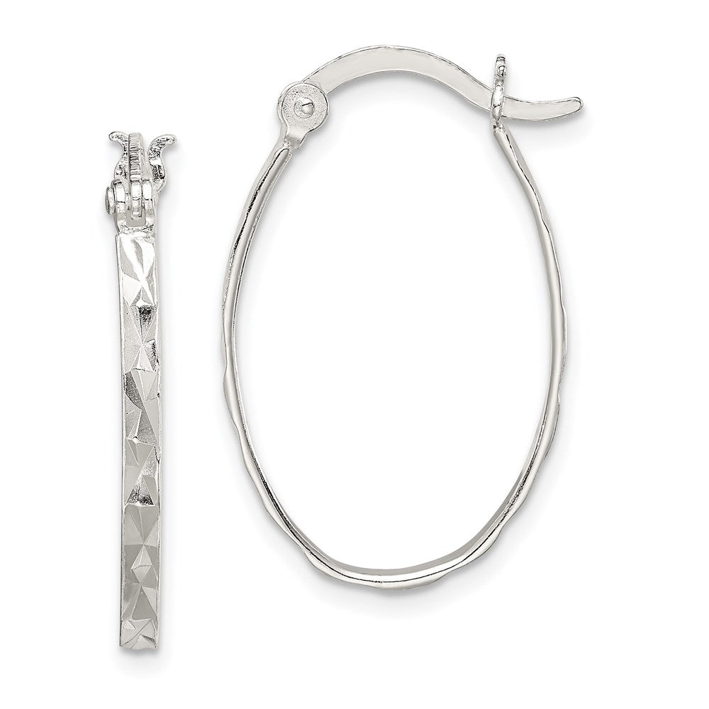 Polished;Hinged post;Sterling silver;Textured;Oval