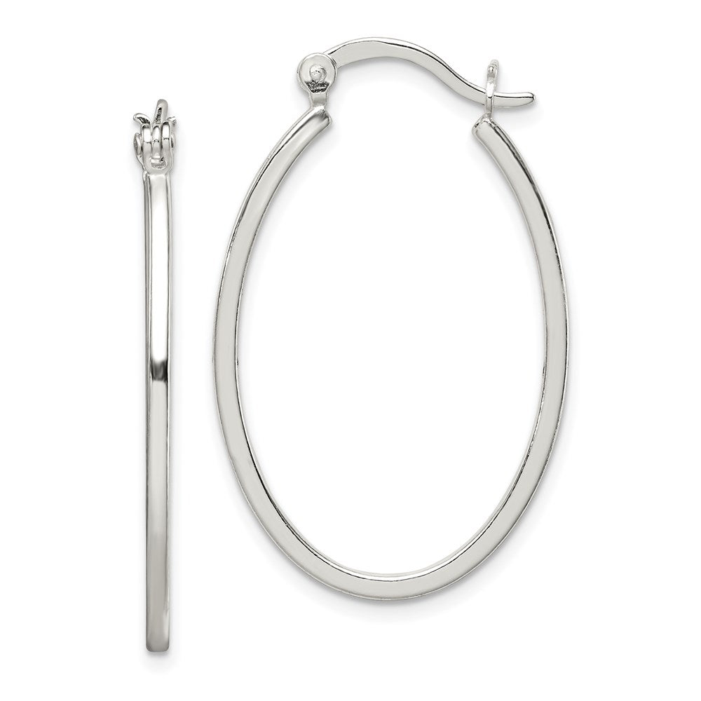 Polished;Hinged post;Sterling silver;Oval