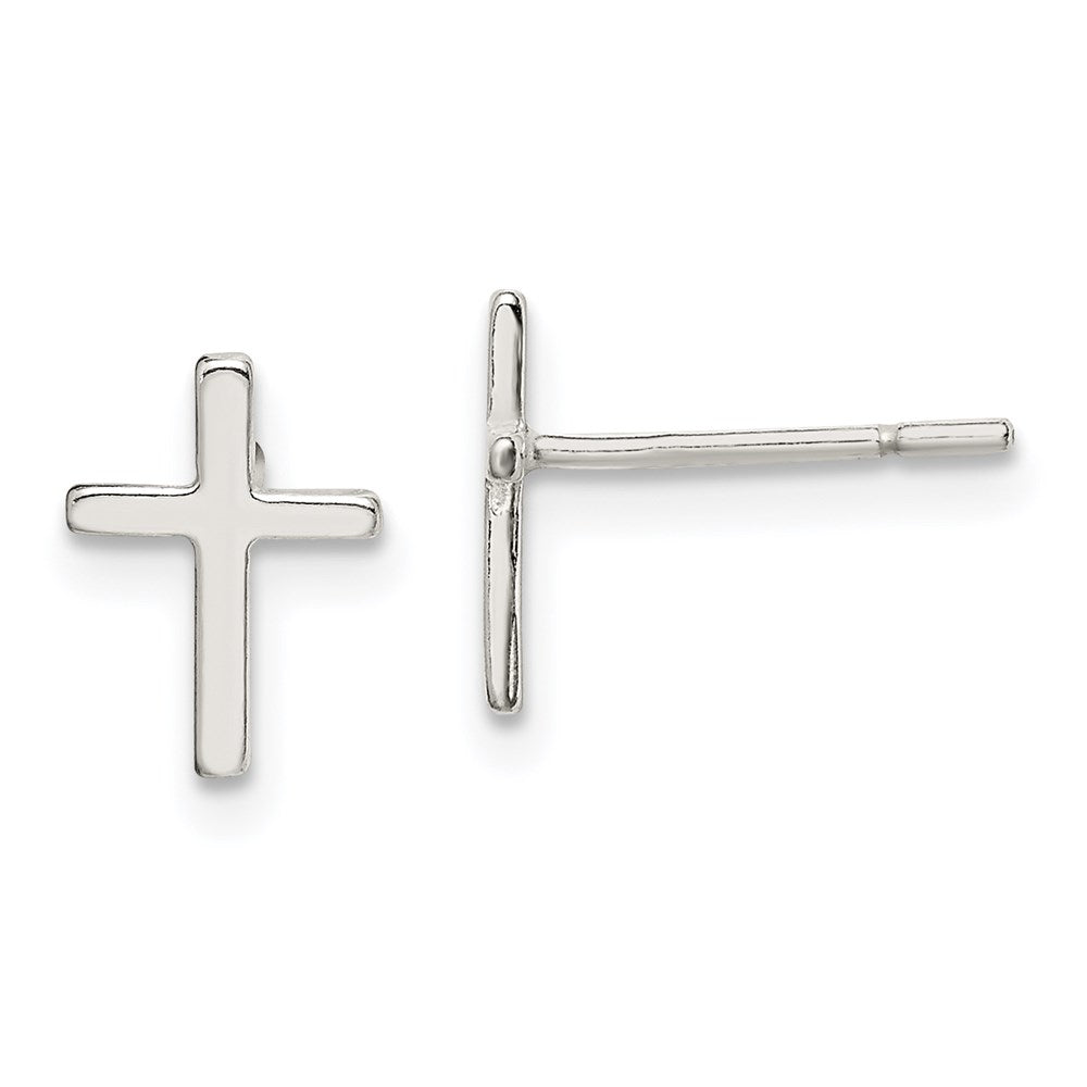 Polished;Post;Sterling silver;Cross