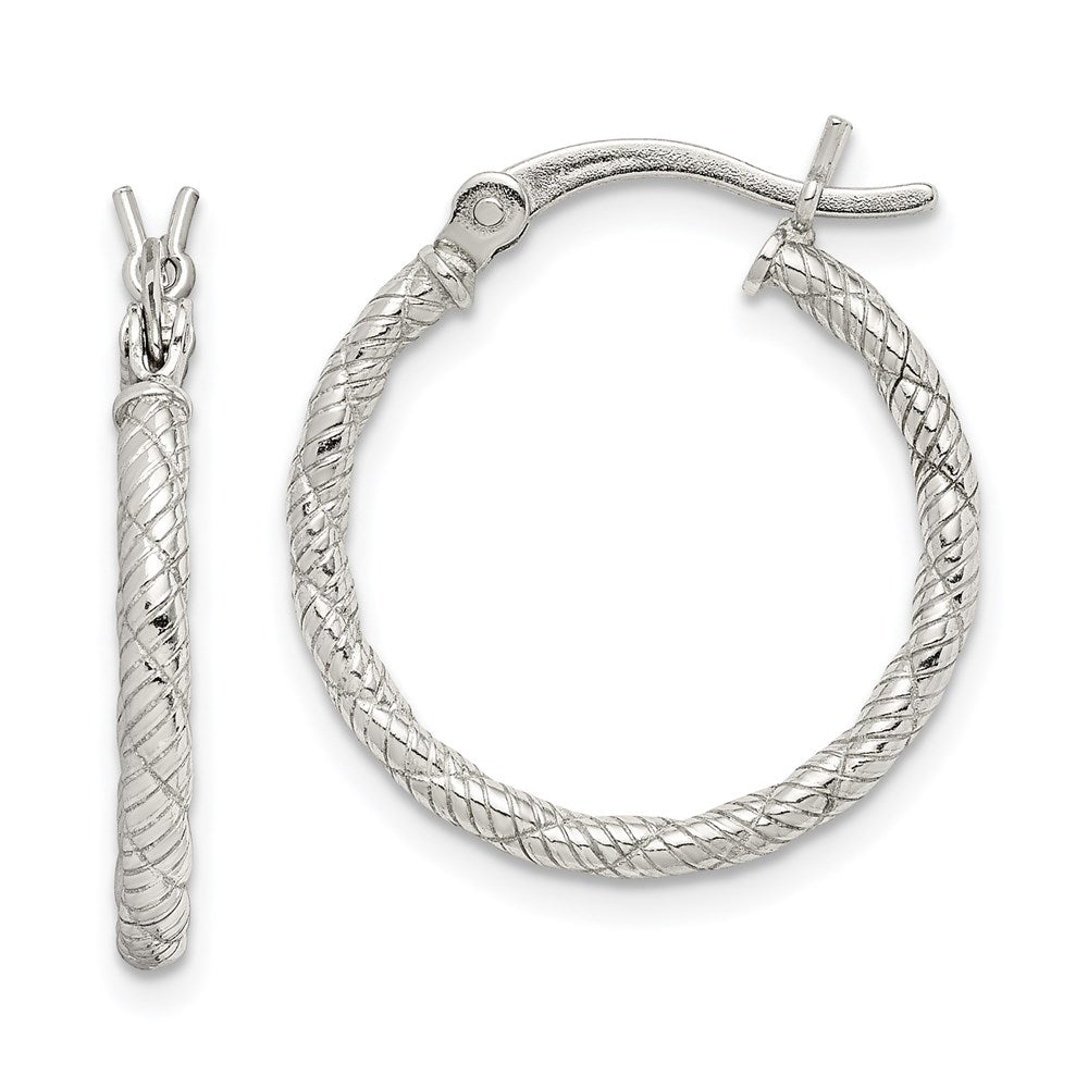 Polished;Hollow;Hinged;Sterling silver;Rhodium-plated;Patterned;Twisted