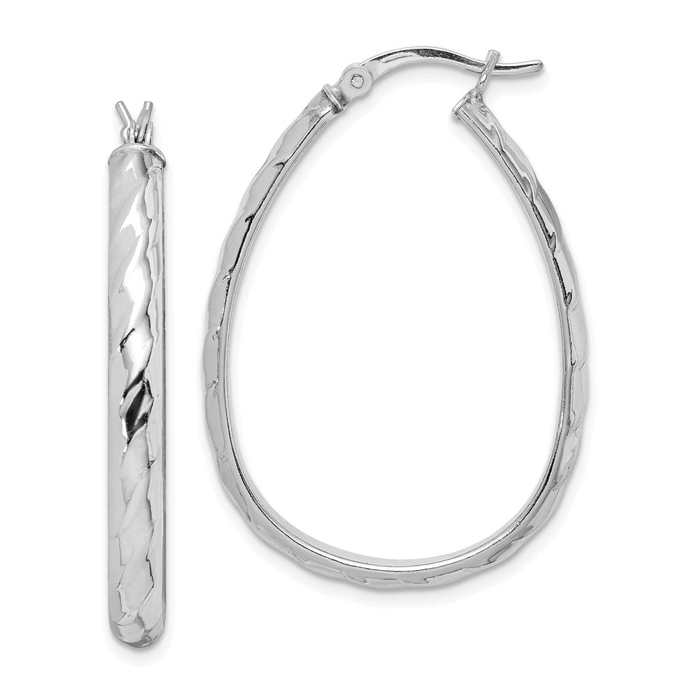 Polished;Hollow;Hinged;Sterling silver;Rhodium-plated;Twisted