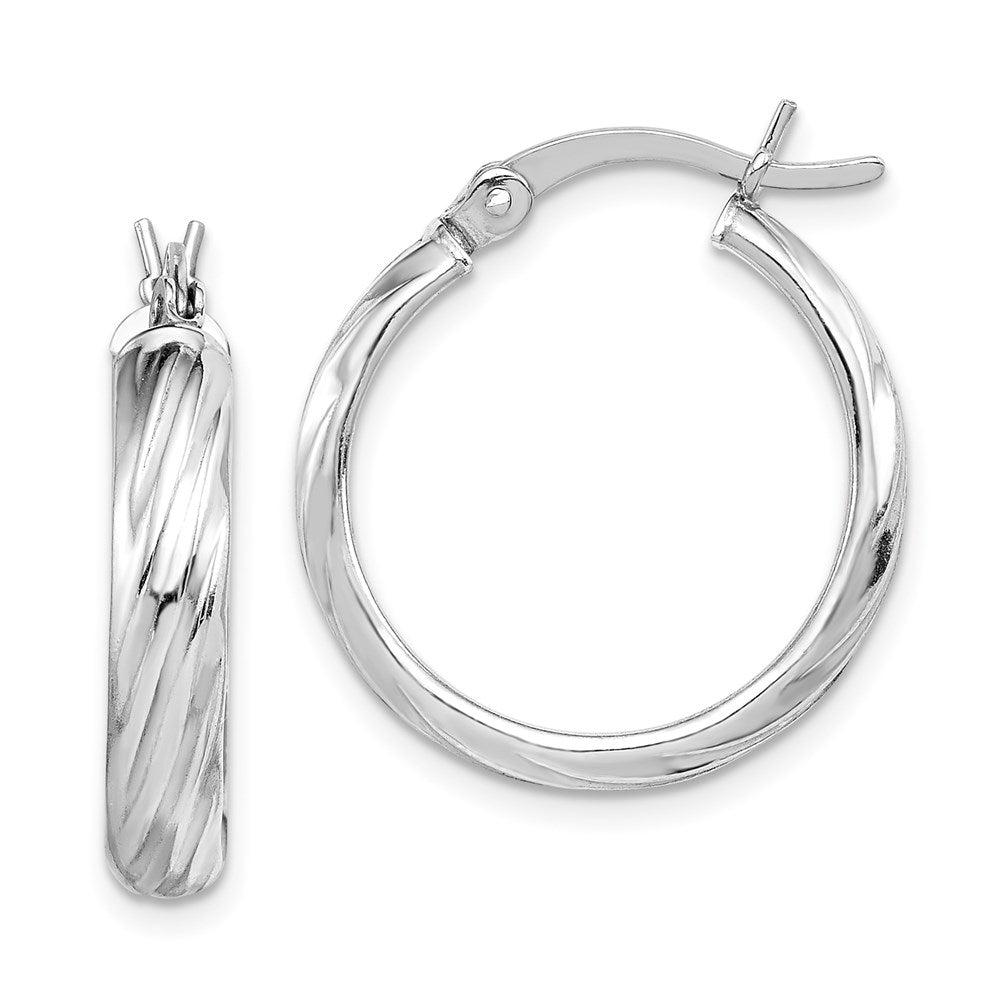 Polished;Hollow;Hinged;Sterling silver;Rhodium-plated;20mm