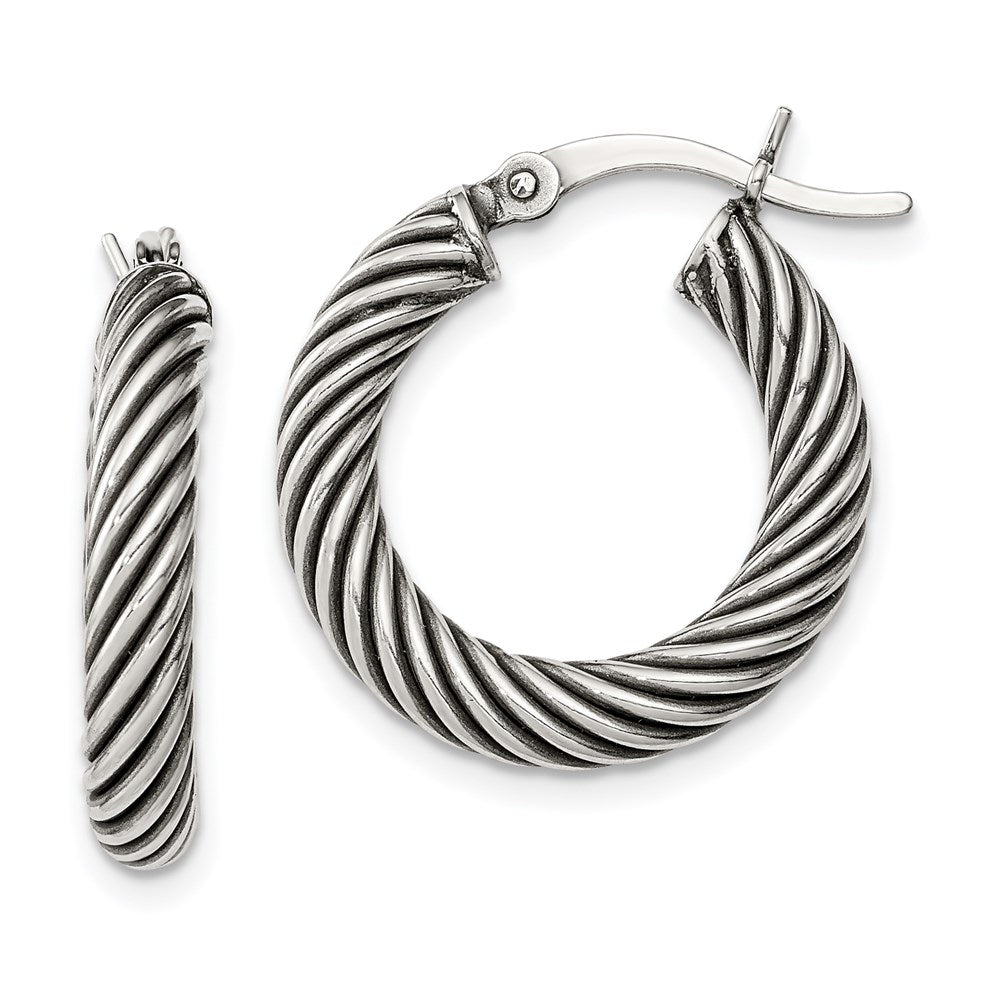 Hollow;Hinged;Rhodium-plated;Open;Twisted;Antiqued