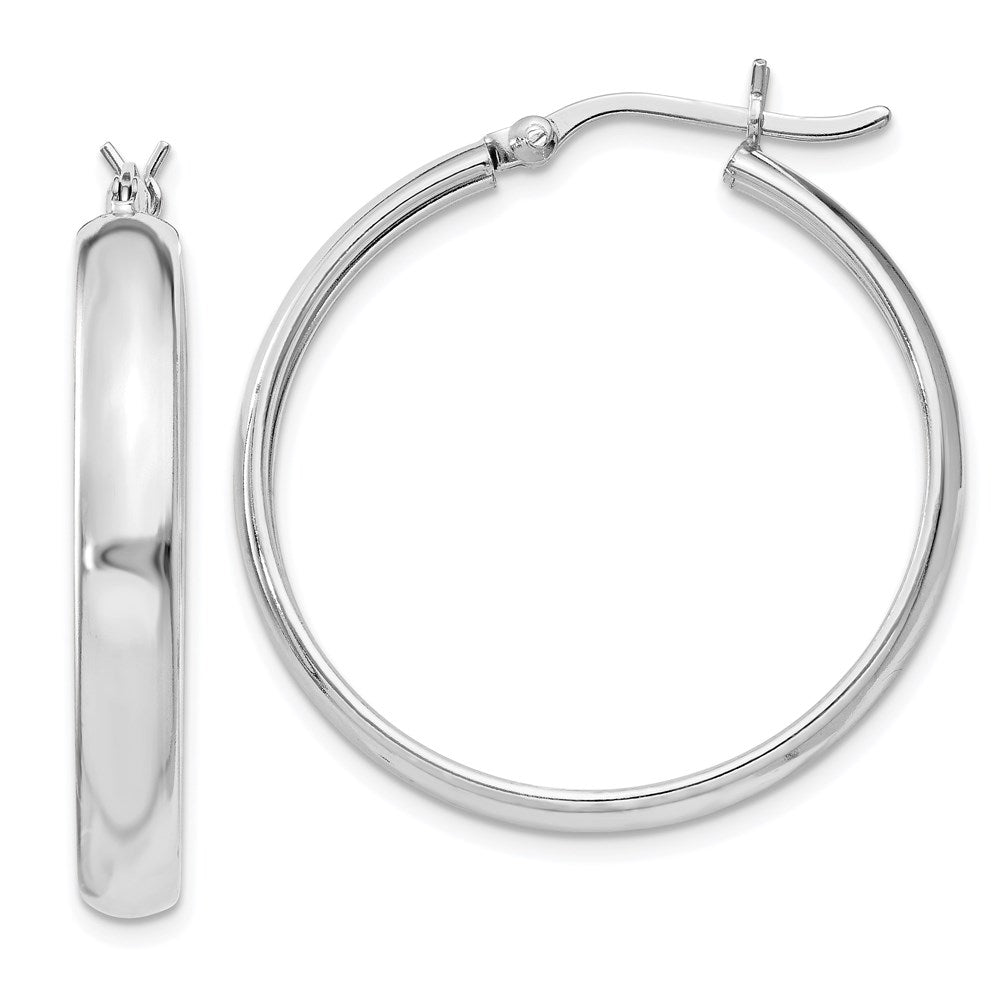 Polished;Hinged post;Sterling silver;Rhodium-plated
