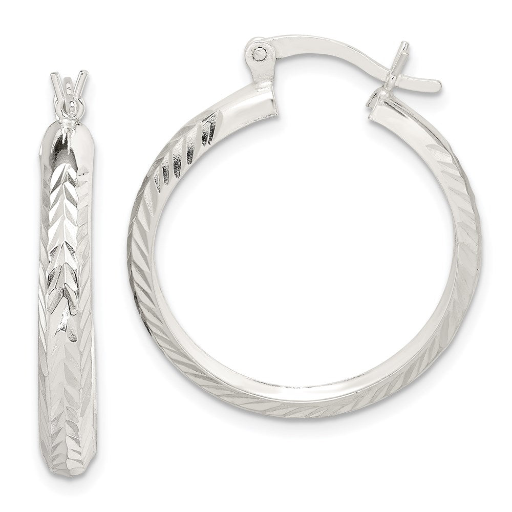 Diamond-cut;Hinged post;Sterling silver