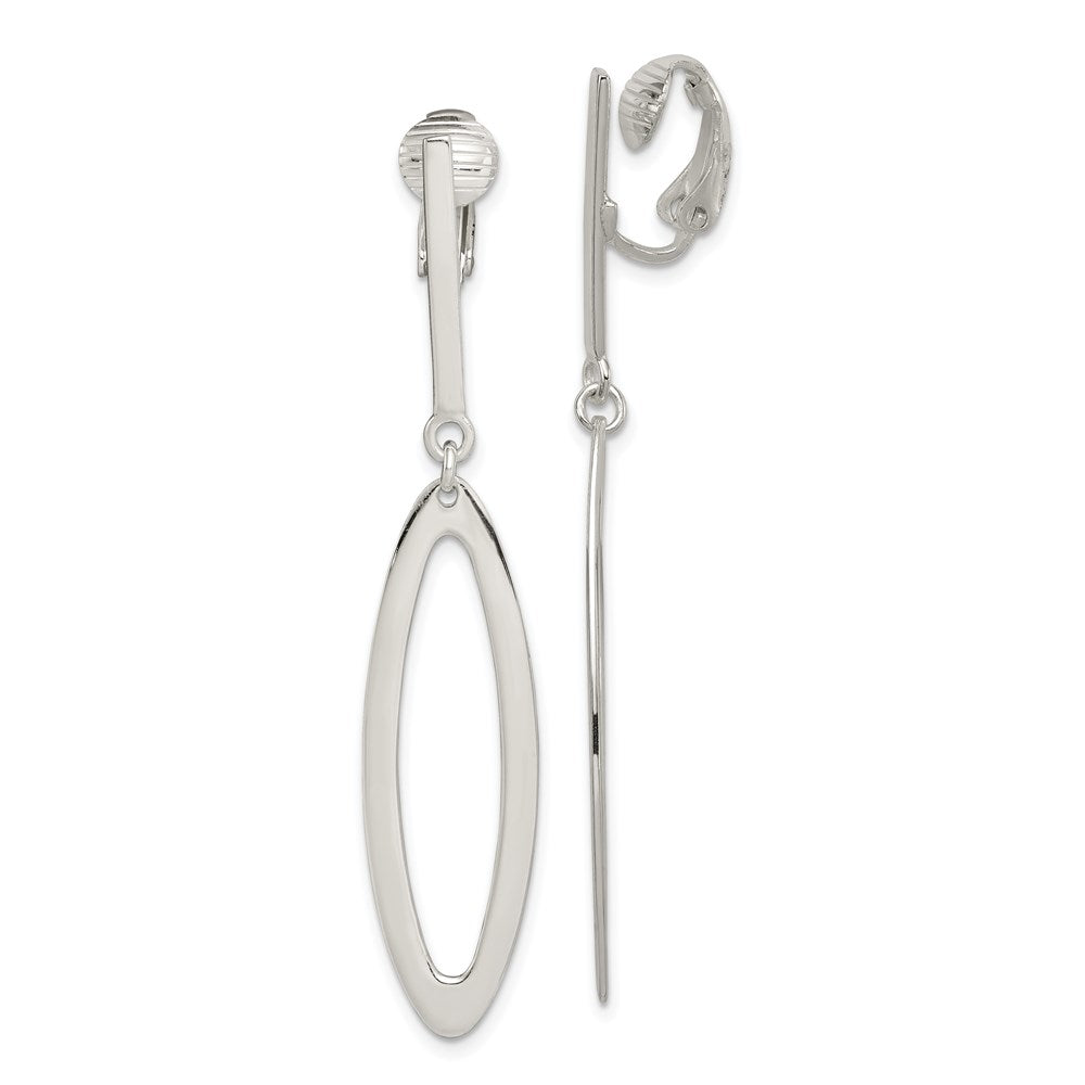 Solid;Polished;Non-pierced;Sterling silver;Dangle;Oval