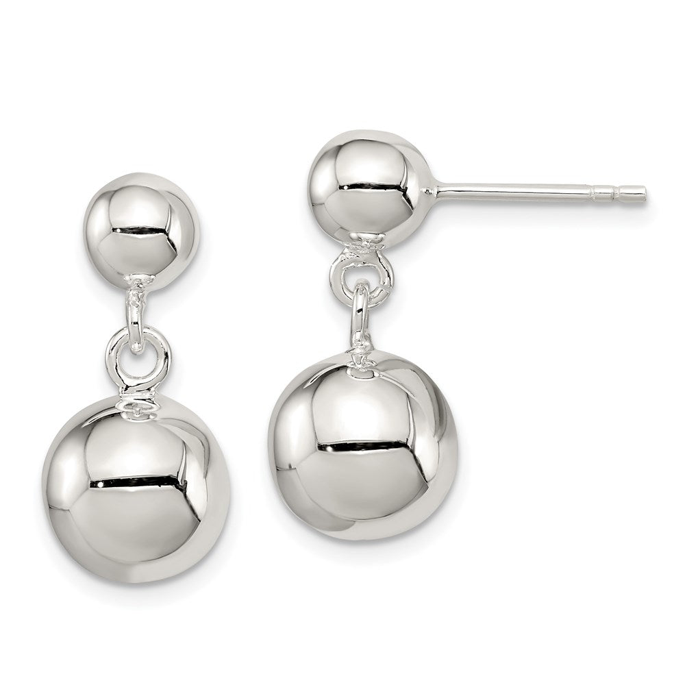Polished;Hollow;Post;Sterling silver;Dangle;Bead