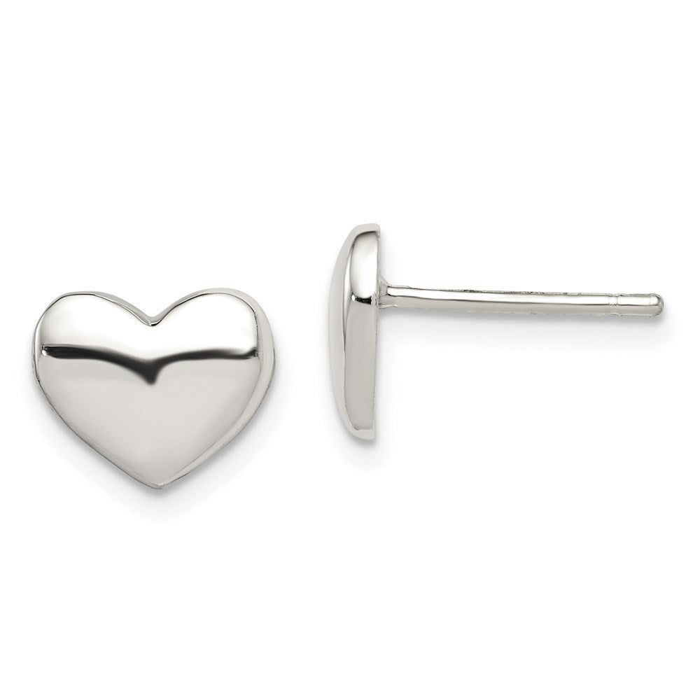 Polished;Open back;Post;Sterling silver;Heart