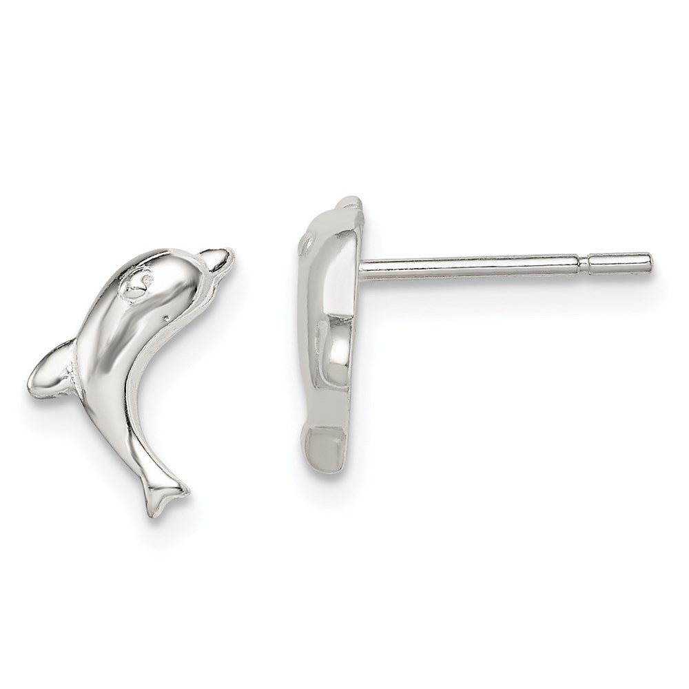 Polished;Flat back;Post;Sterling silver