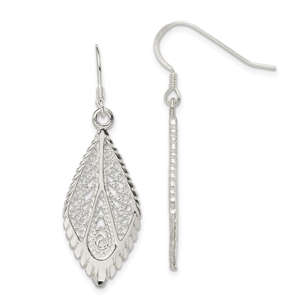 Polished;Sterling silver;Filigree;Shepherd hook;Dangle