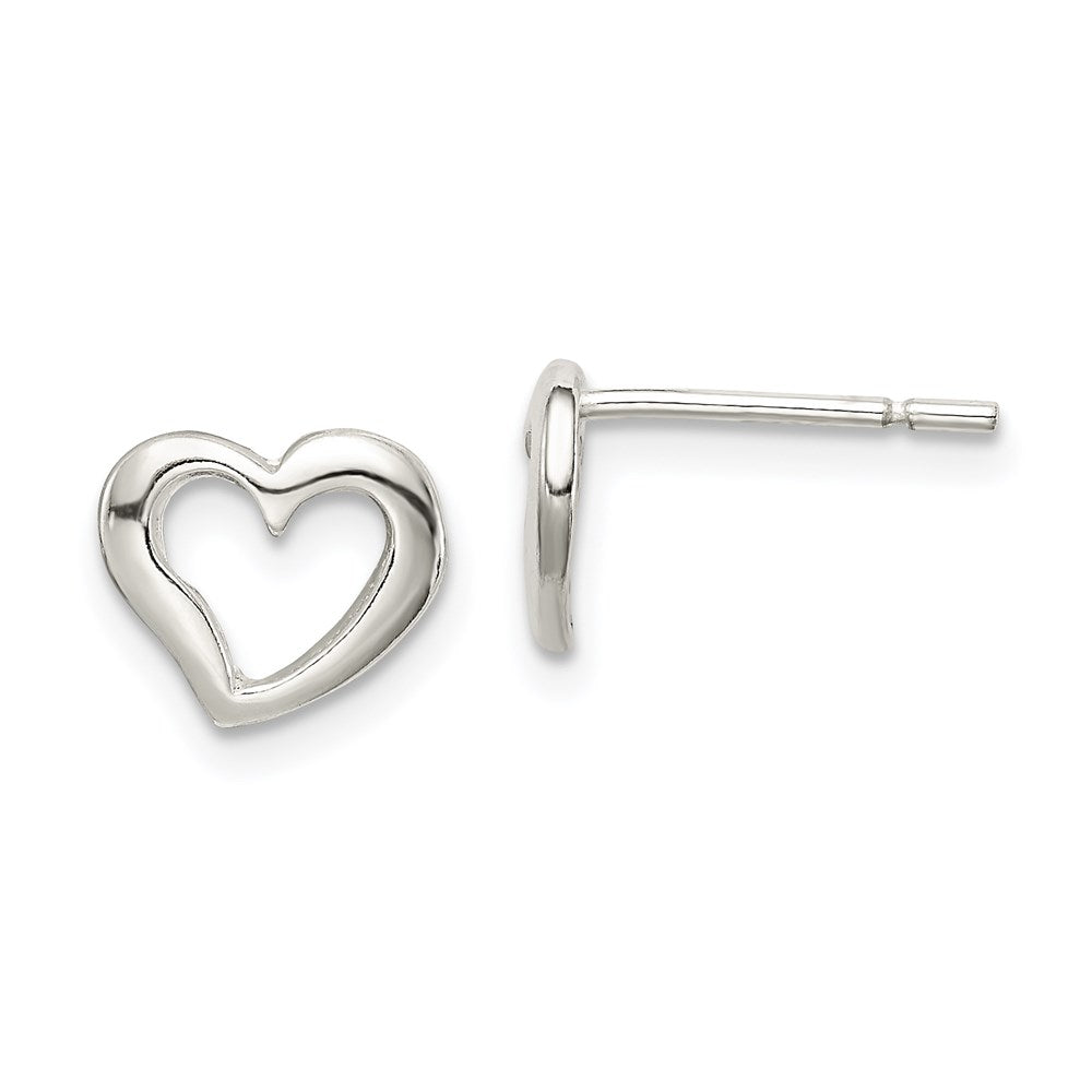 Polished;Post;Sterling silver;Heart