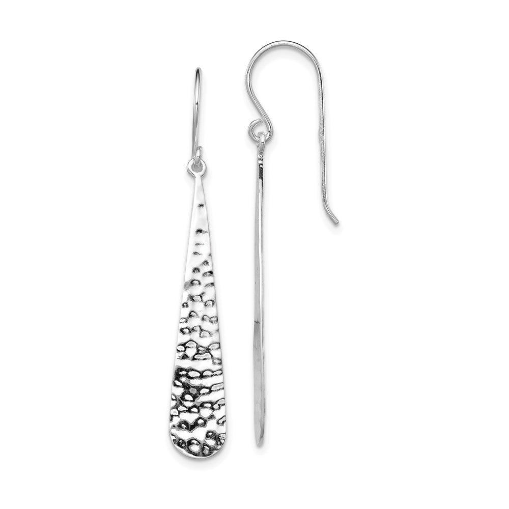 Sterling silver;Hammered;Shepherd hook;Dangle;Rhodium-plated