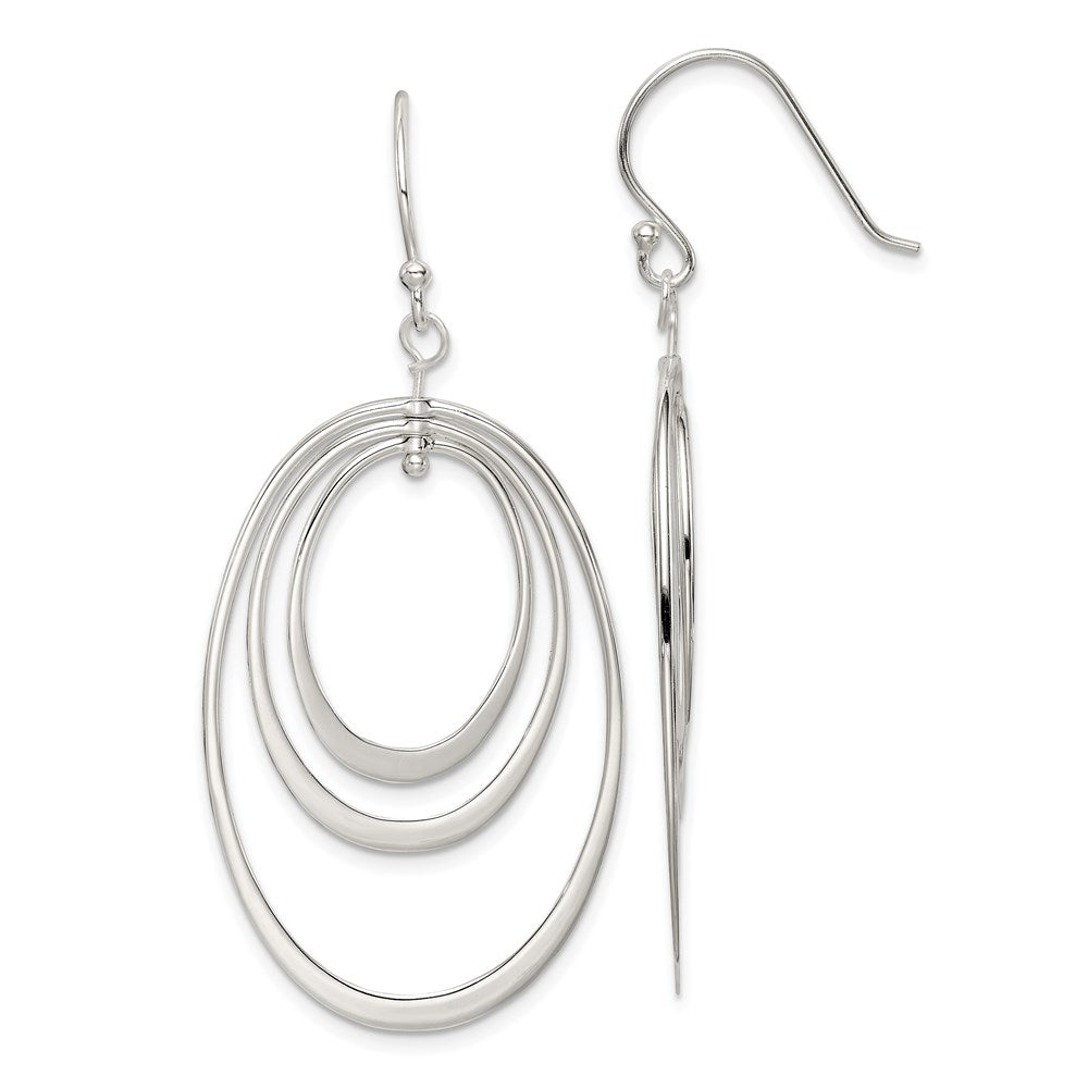 Polished;Sterling silver;Shepherd hook;Dangle;Oval