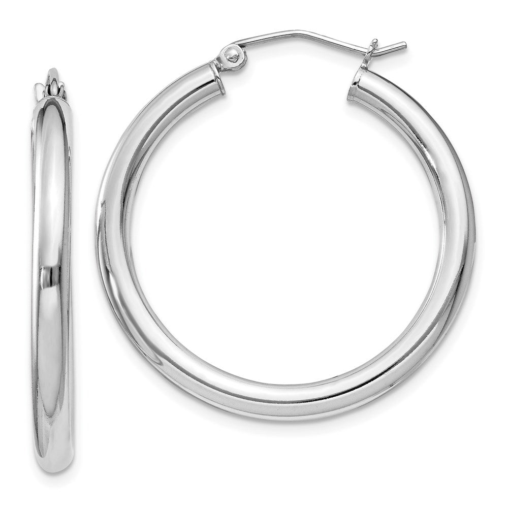Polished;Hinged post;Sterling silver;Round;Rhodium-plated