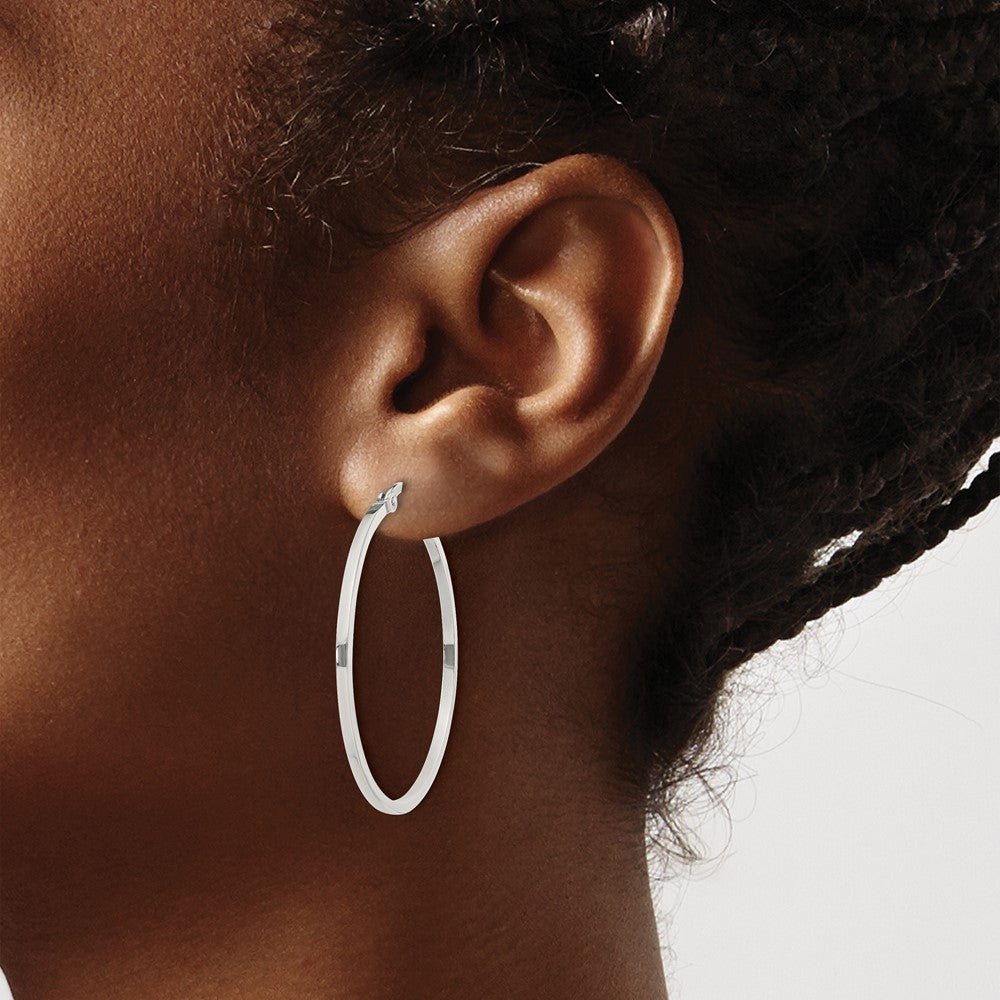 Sterling Silver 1.5x35mm Hoop Earrings