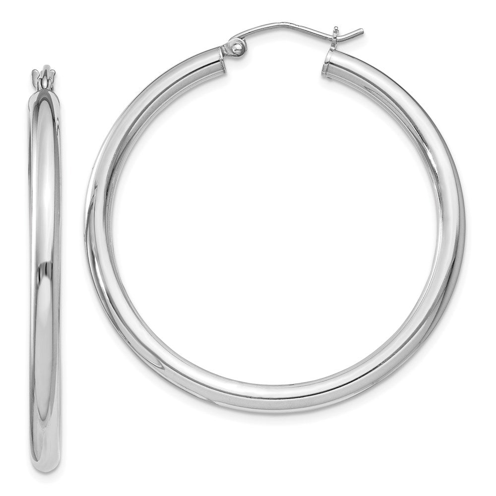 Polished;Hinged post;Sterling silver;Round;Rhodium-plated