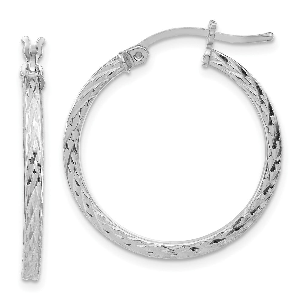 Diamond-cut;Sterling silver;Square;Hinged hoop