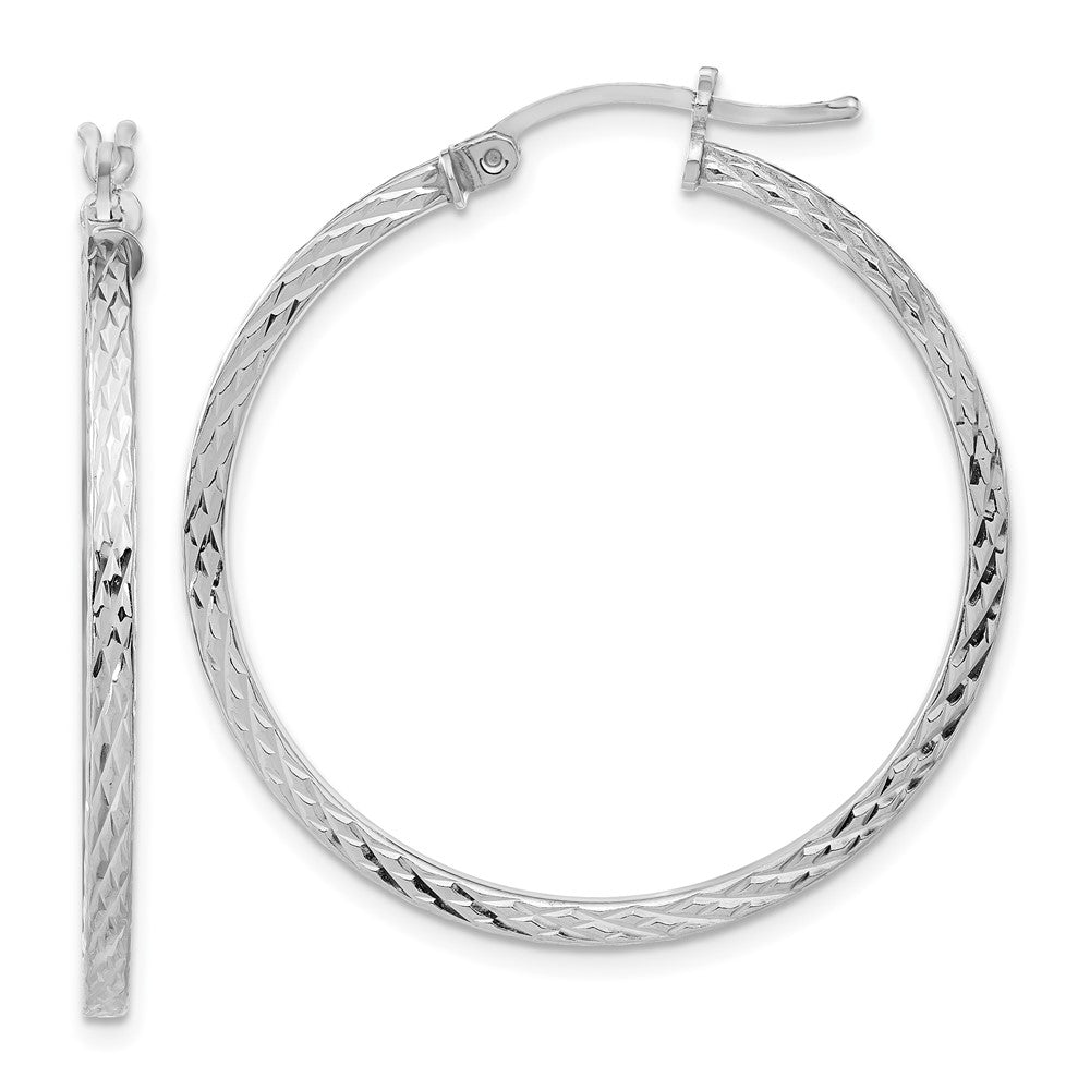 Diamond-cut;Hinged post;Sterling silver;Square