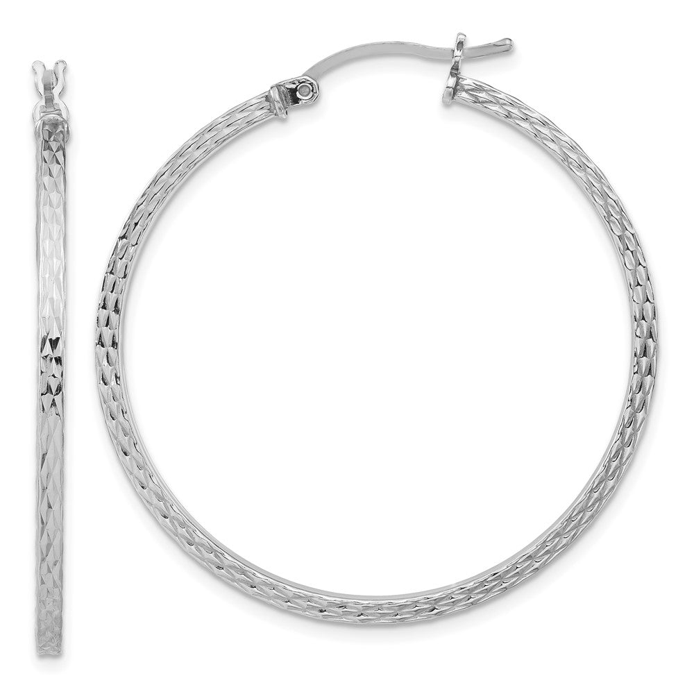 Diamond-cut;Hinged post;Sterling silver;Square