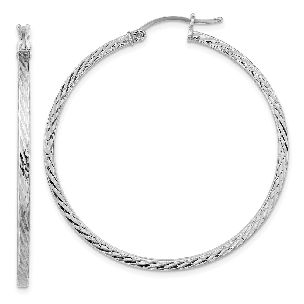 Diamond-cut;Hinged post;Sterling silver;Square