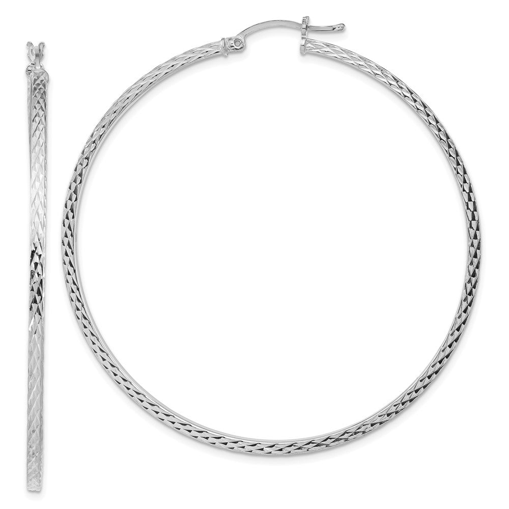 Diamond-cut;Hinged post;Sterling silver;Square