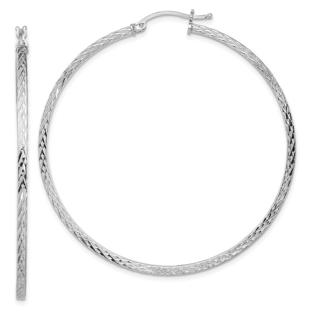 Diamond-cut;Hinged post;Sterling silver;Square