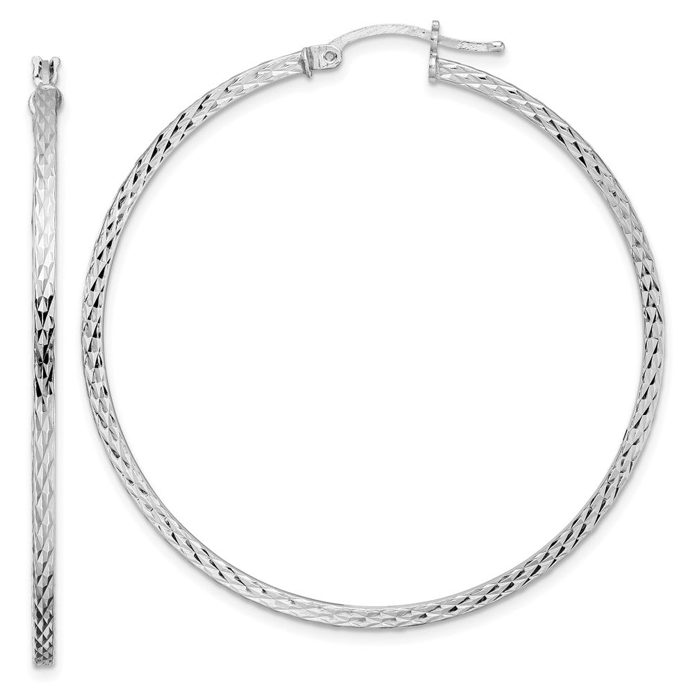 Diamond-cut;Hinged post;Sterling silver;Square