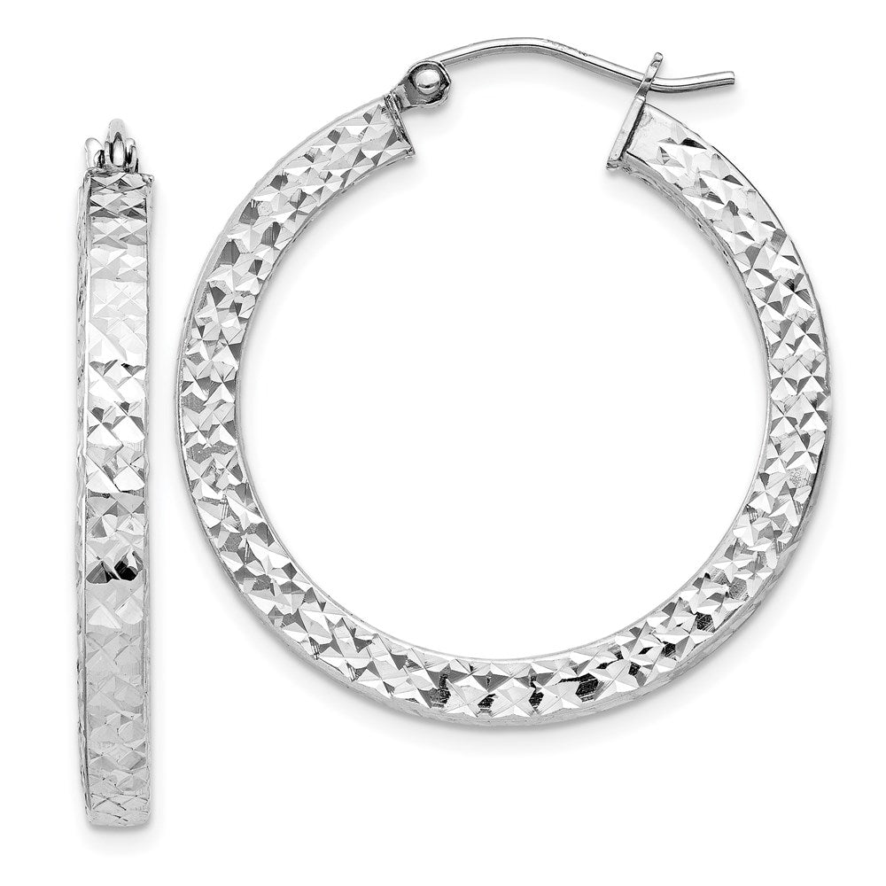 Diamond-cut;Hinged post;Sterling silver