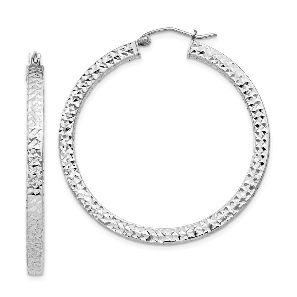 Diamond-cut;Hinged post;Sterling silver