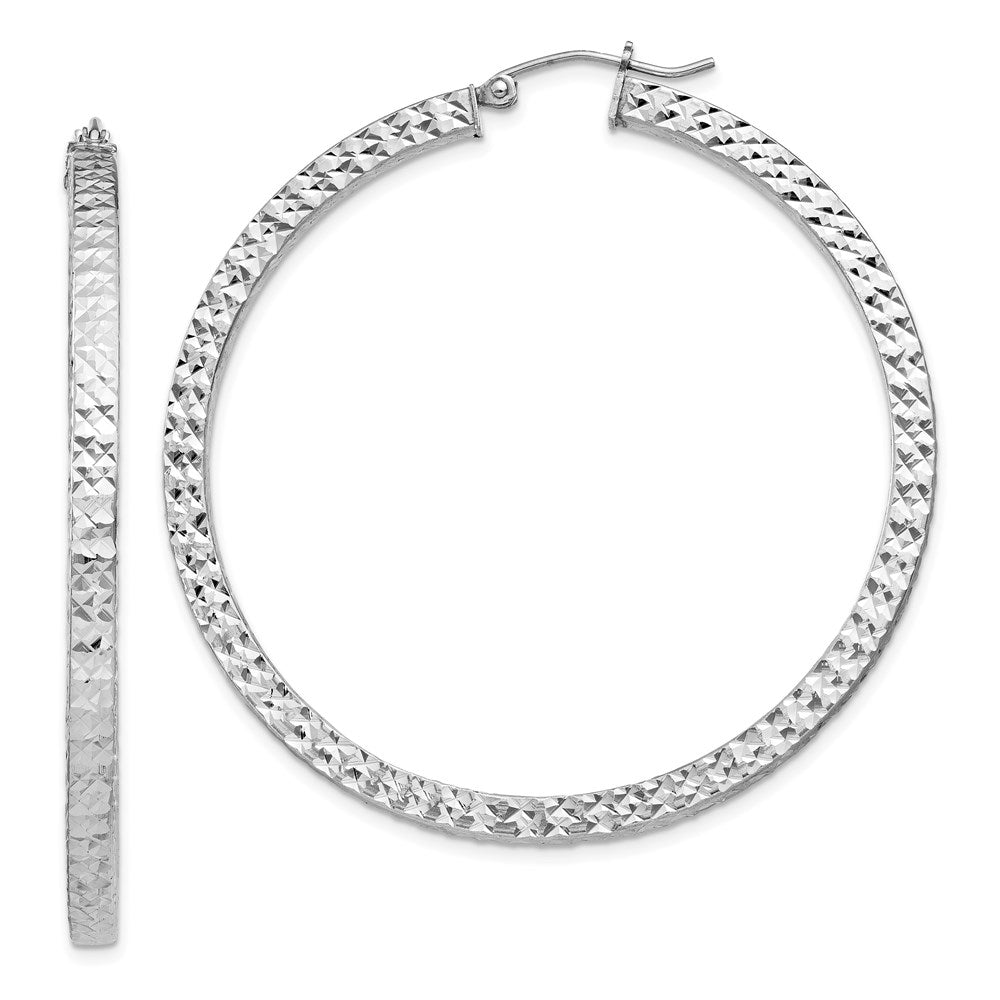 Diamond-cut;Hinged post;Sterling silver