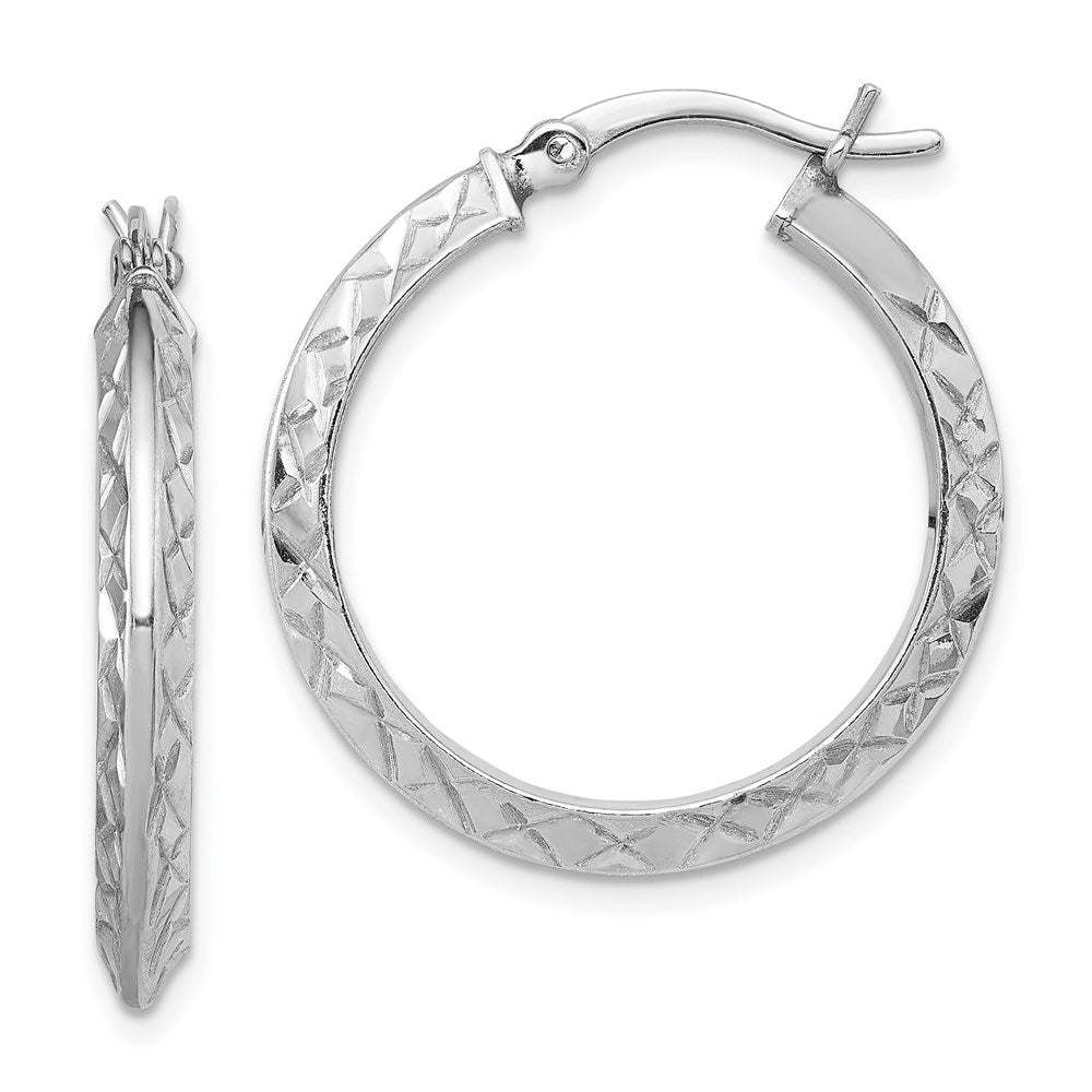 Diamond-cut;Hinged;Sterling silver;Rhodium-plated