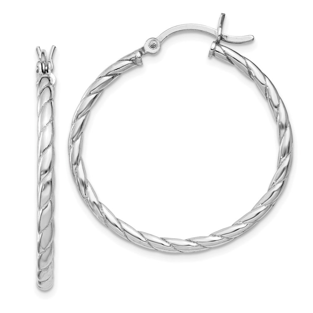 Hinged;Sterling silver;Rhodium-plated;Twisted