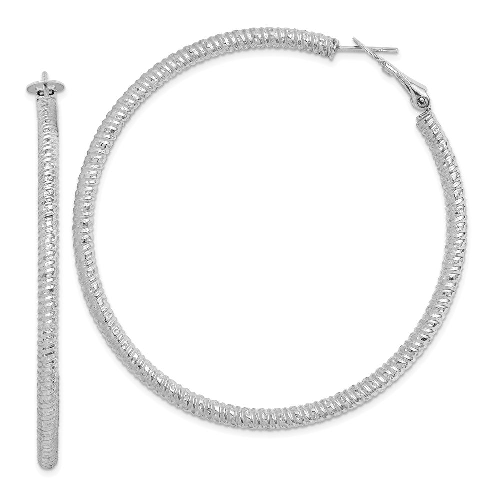 Hollow;Omega back;Sterling silver;Rhodium-plated