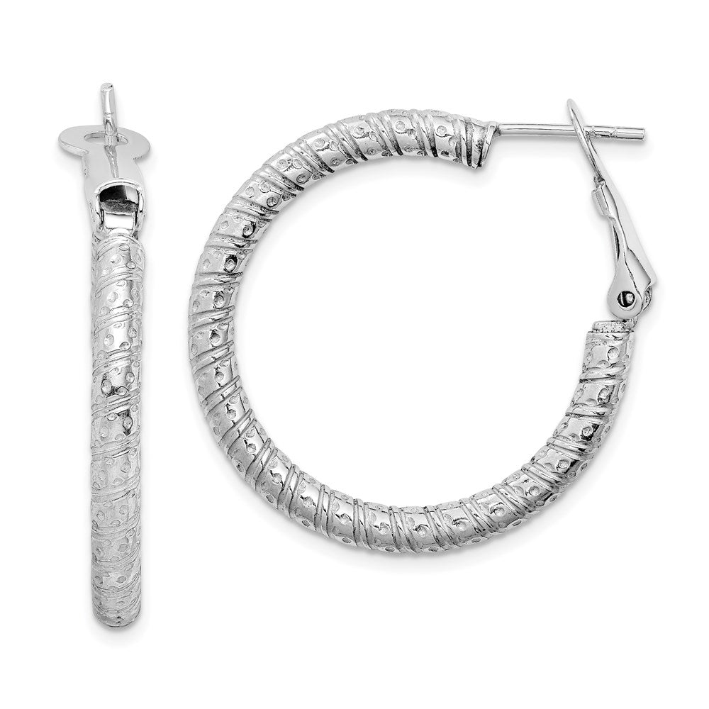 Hollow;Omega back;Sterling silver;Rhodium-plated