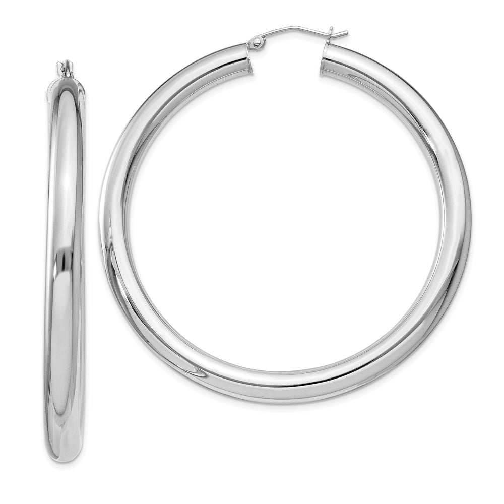 Polished;Hinged post;Sterling silver;Round;Rhodium-plated