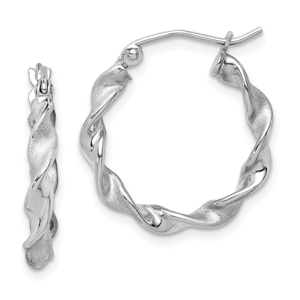 Hinged;Sterling silver;Rhodium-plated;Polished & satin;Twisted
