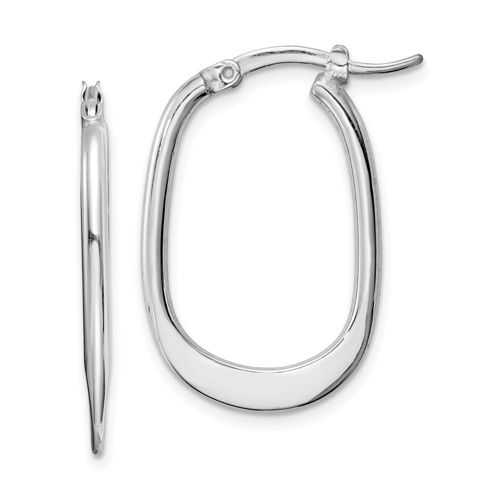 Polished;Hinged post;Sterling silver;Rhodium-plated