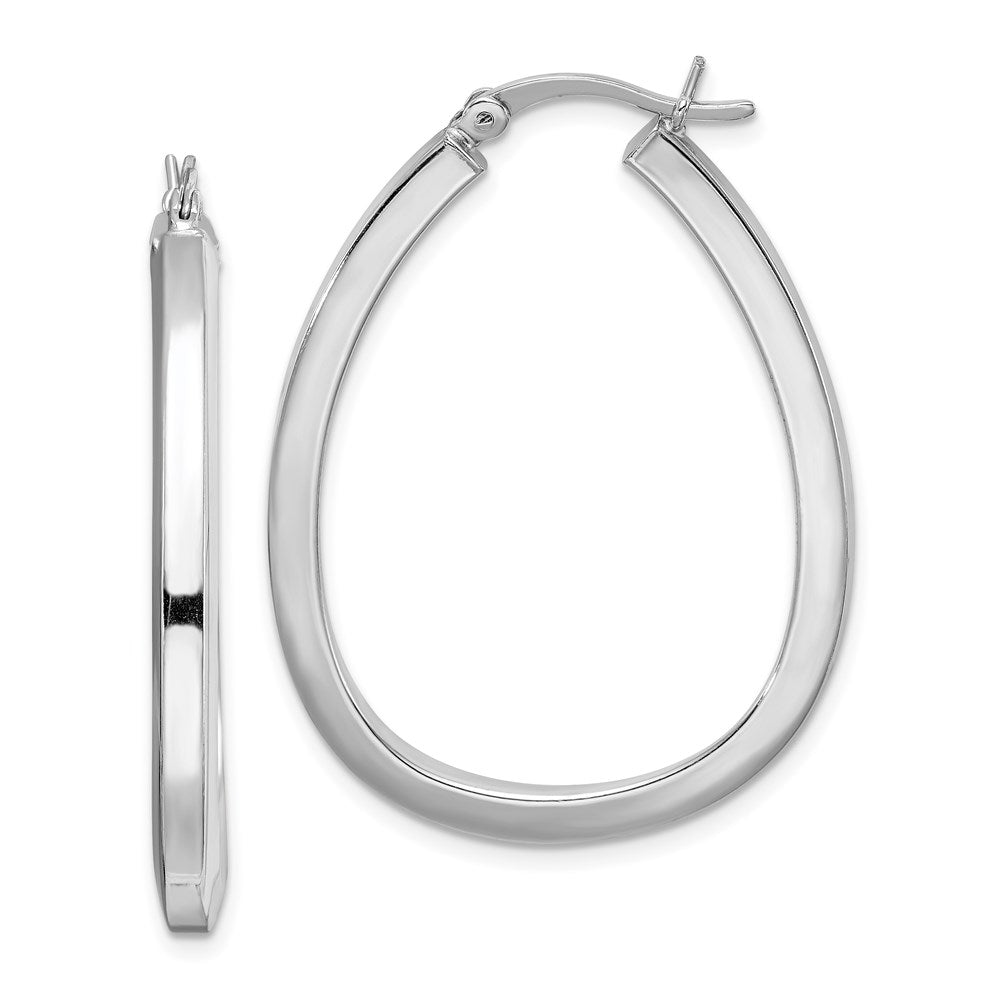 Hinged post;Sterling silver;Rhodium-plated;Oval